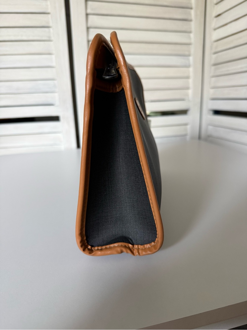 Vintage Christian Dior Clutch Black Canvas CD Logo Leather Trim Zip Pouch - Picture 3 of 8